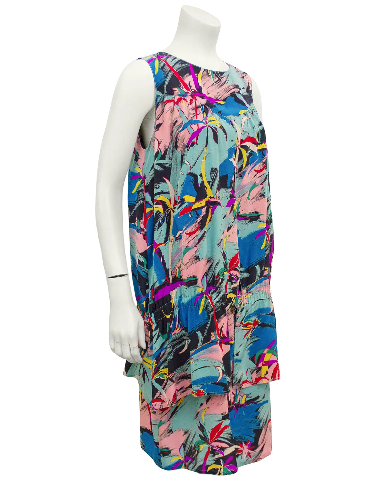 Multi-Colour Tropical Abstract Print Dress