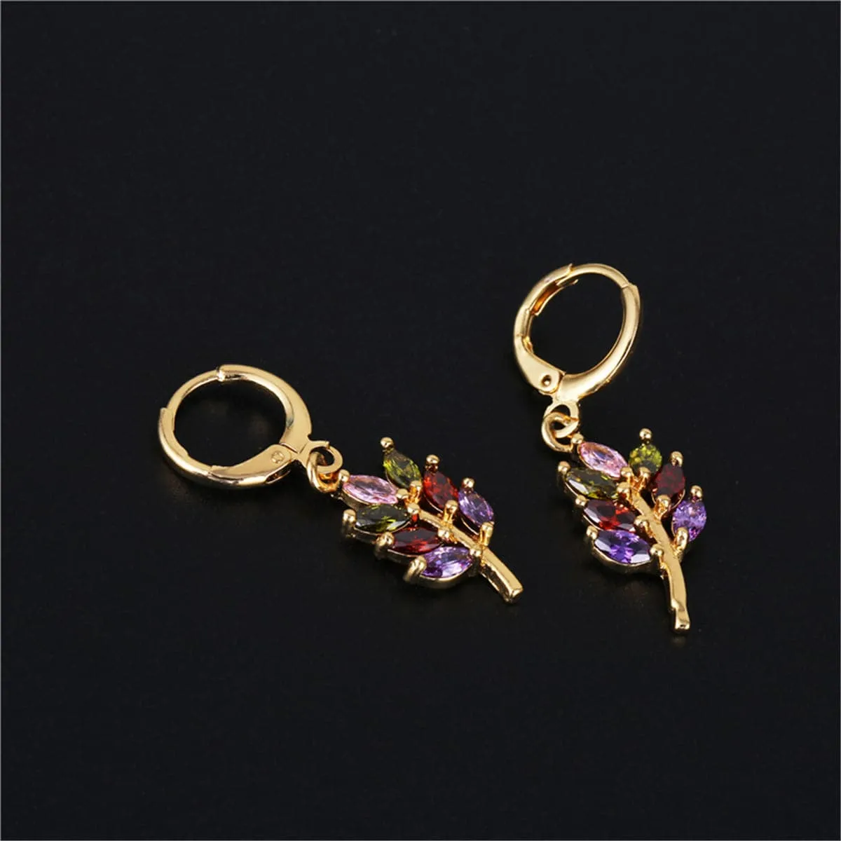 Multicolor Crystal & 18K Gold-Plated Salix Leaf Drop Earrings