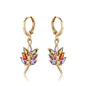 Multicolor Crystal & 18K Gold-Plated Salix Leaf Drop Earrings