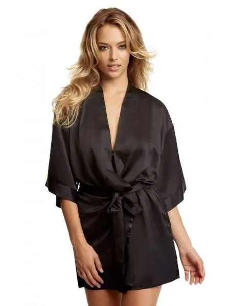 Muse Satin Kimono - Black -