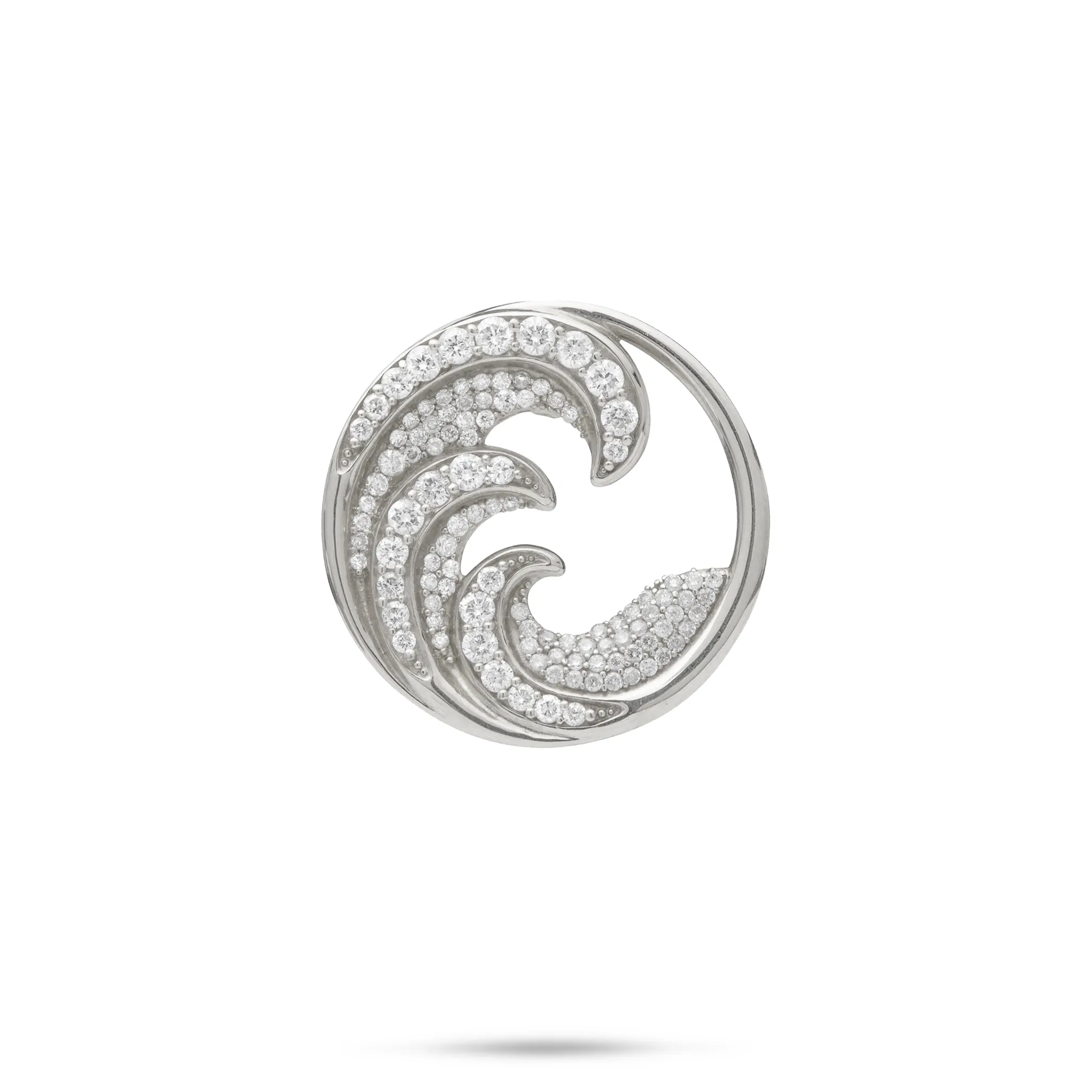 Nalu (Wave) Pendant in White Gold with Diamonds - 22mm