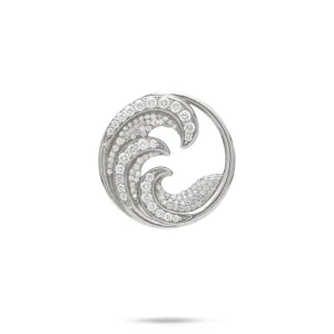 Nalu (Wave) Pendant in White Gold with Diamonds - 22mm