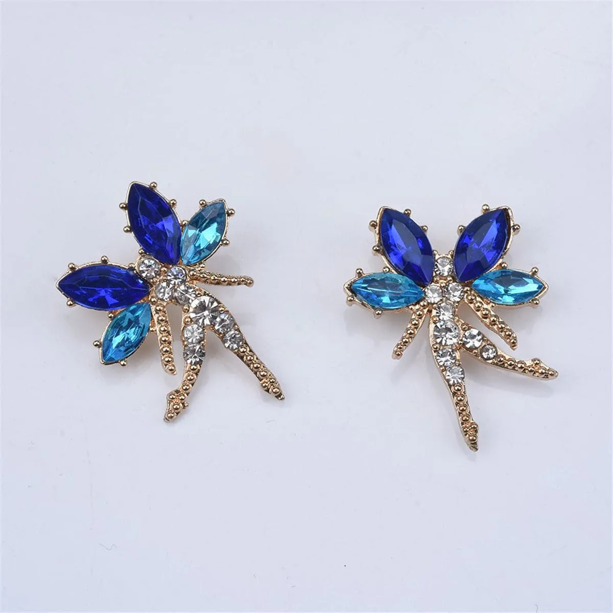 Navy Crystal & Cubic Zirconia Fairy Stud Earrings