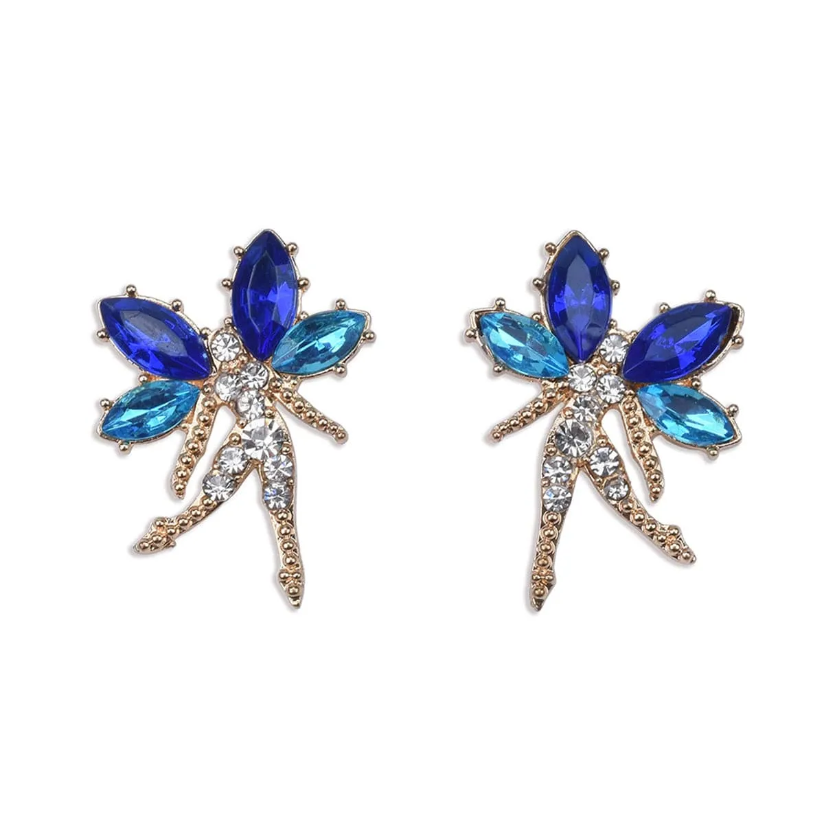 Navy Crystal & Cubic Zirconia Fairy Stud Earrings