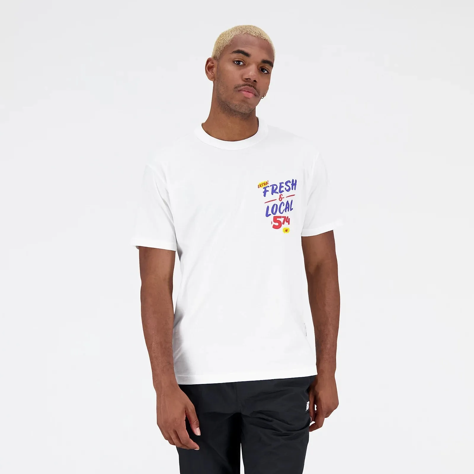 New Balance Men Essentials Reimagined Graphic Cotton Jersey Short Sleeve T-shirt White MT31521-WT