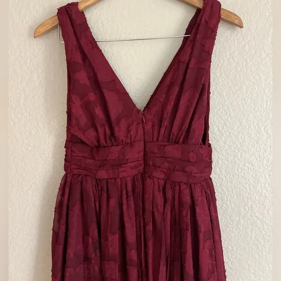 NWOT Sweet Sophistication Burgundy Burnout Floral Maxi Dress