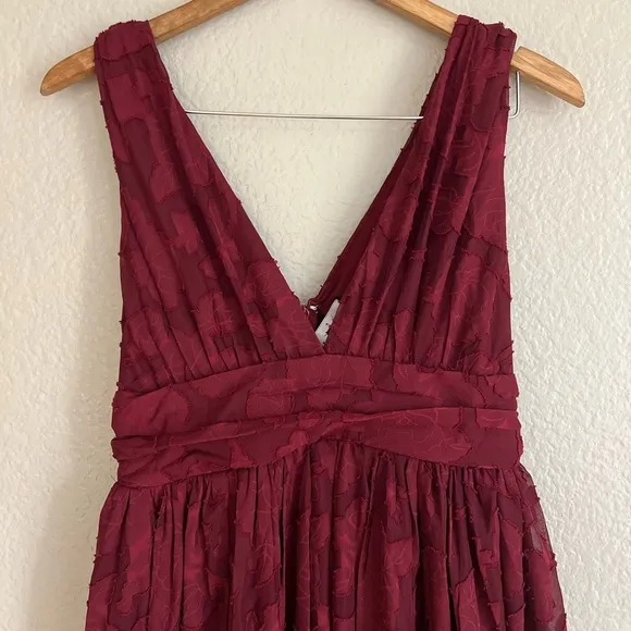 NWOT Sweet Sophistication Burgundy Burnout Floral Maxi Dress