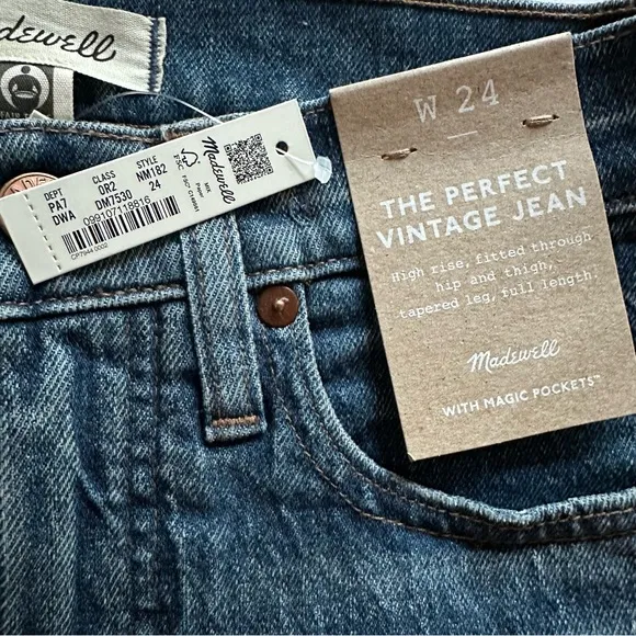 NWT Madewell The Perfect Vintage Jean in Decatur Wash | Size: 24