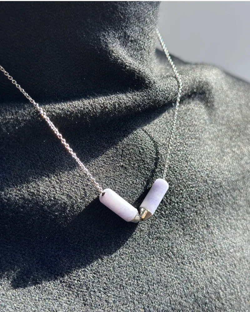 Open Necklace - Mayan Lavender Jade and Platinum