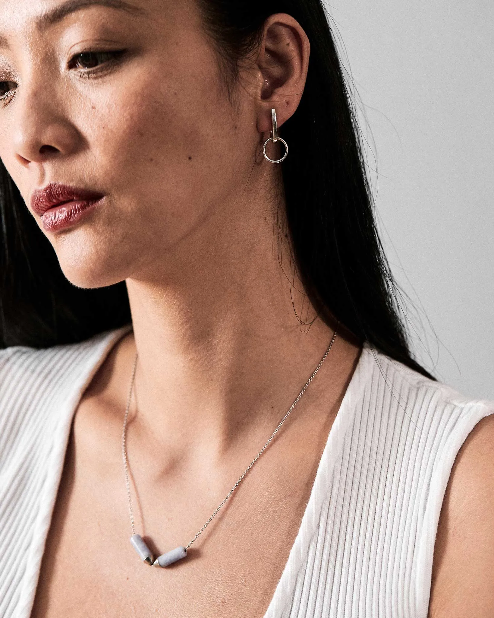 Open Necklace - Mayan Lavender Jade and Platinum