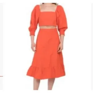 OPT Lulou Matching Crop Top and Maxi Skirt Bright Orange size Small
