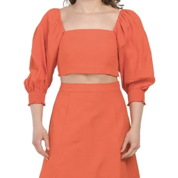 OPT Lulou Matching Crop Top and Maxi Skirt Bright Orange size Small