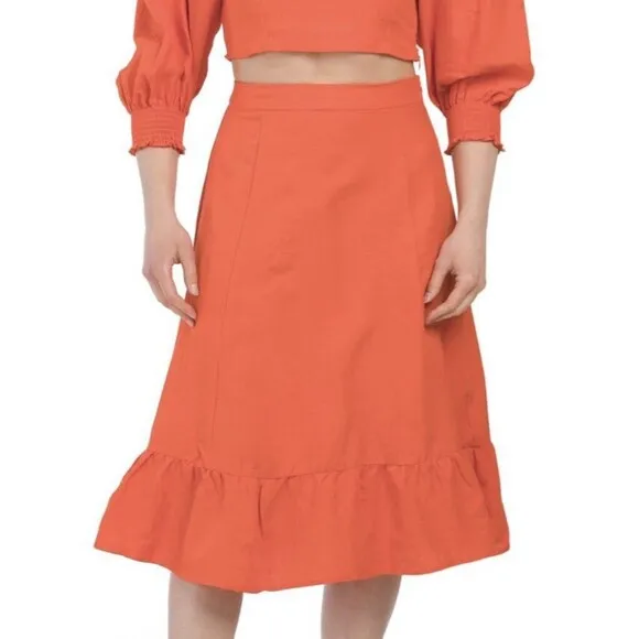 OPT Lulou Matching Crop Top and Maxi Skirt Bright Orange size Small