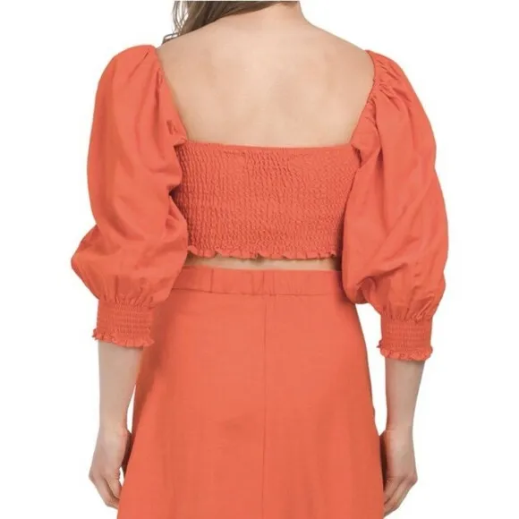 OPT Lulou Matching Crop Top and Maxi Skirt Bright Orange size Small