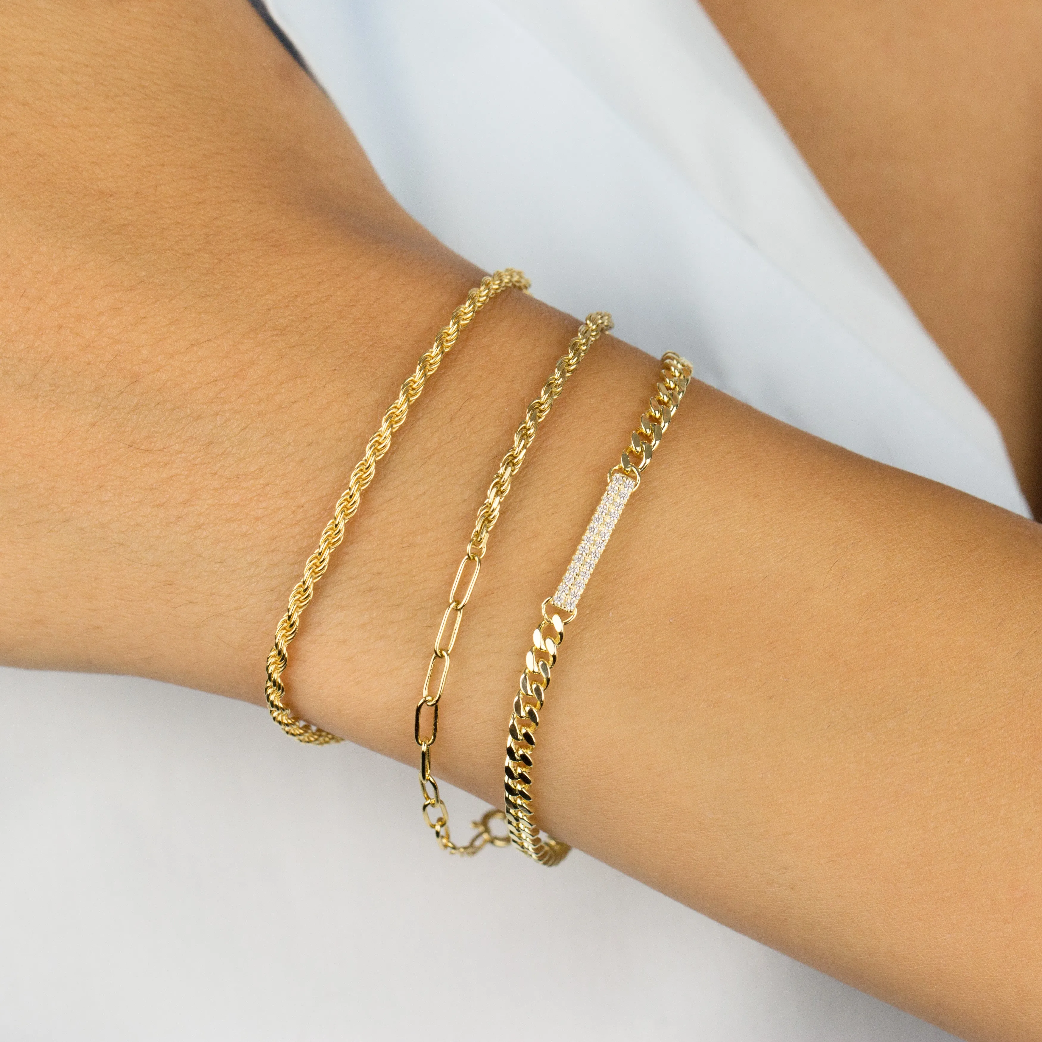 Pavé Bar Cuban Chain Bracelet