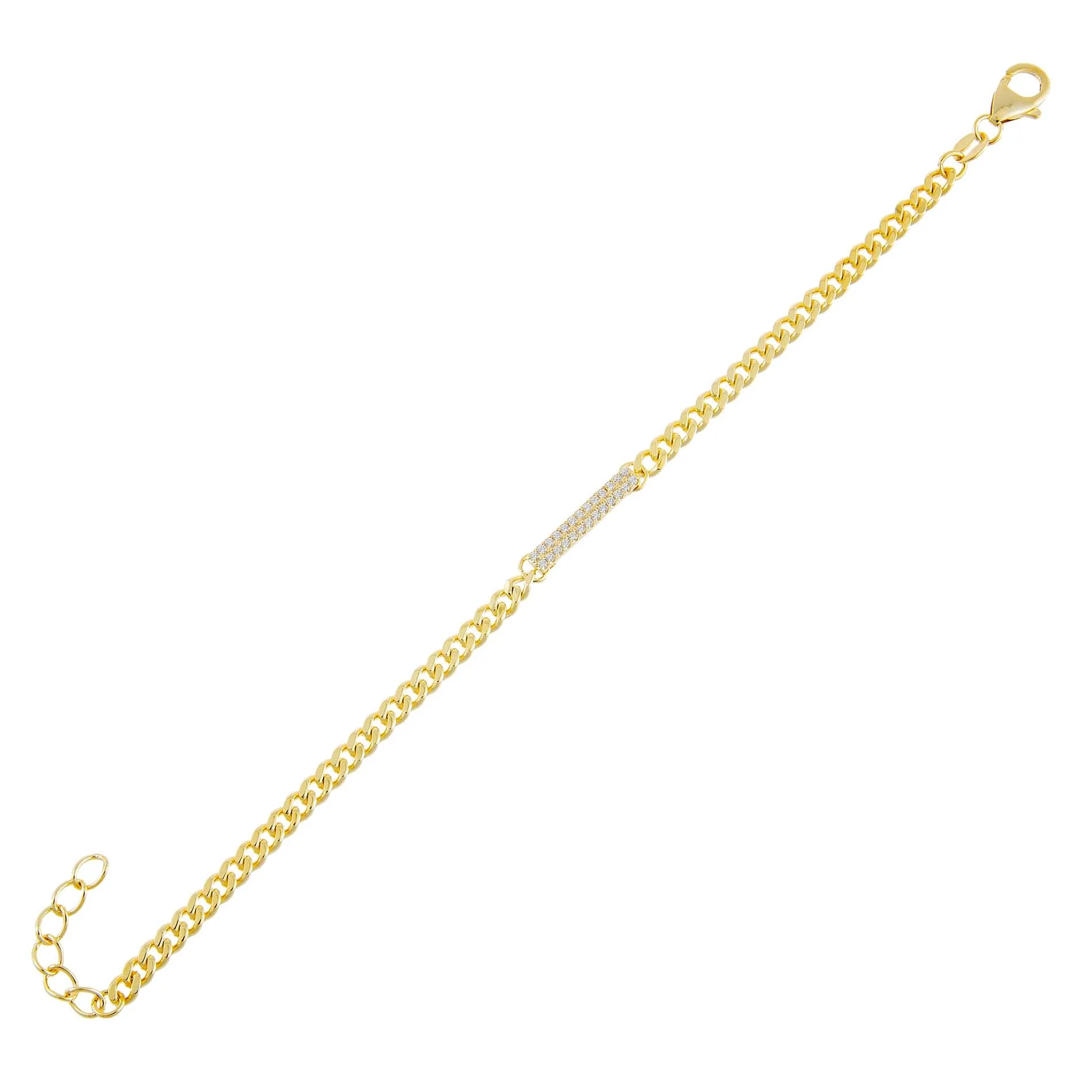 Pavé Bar Cuban Chain Bracelet