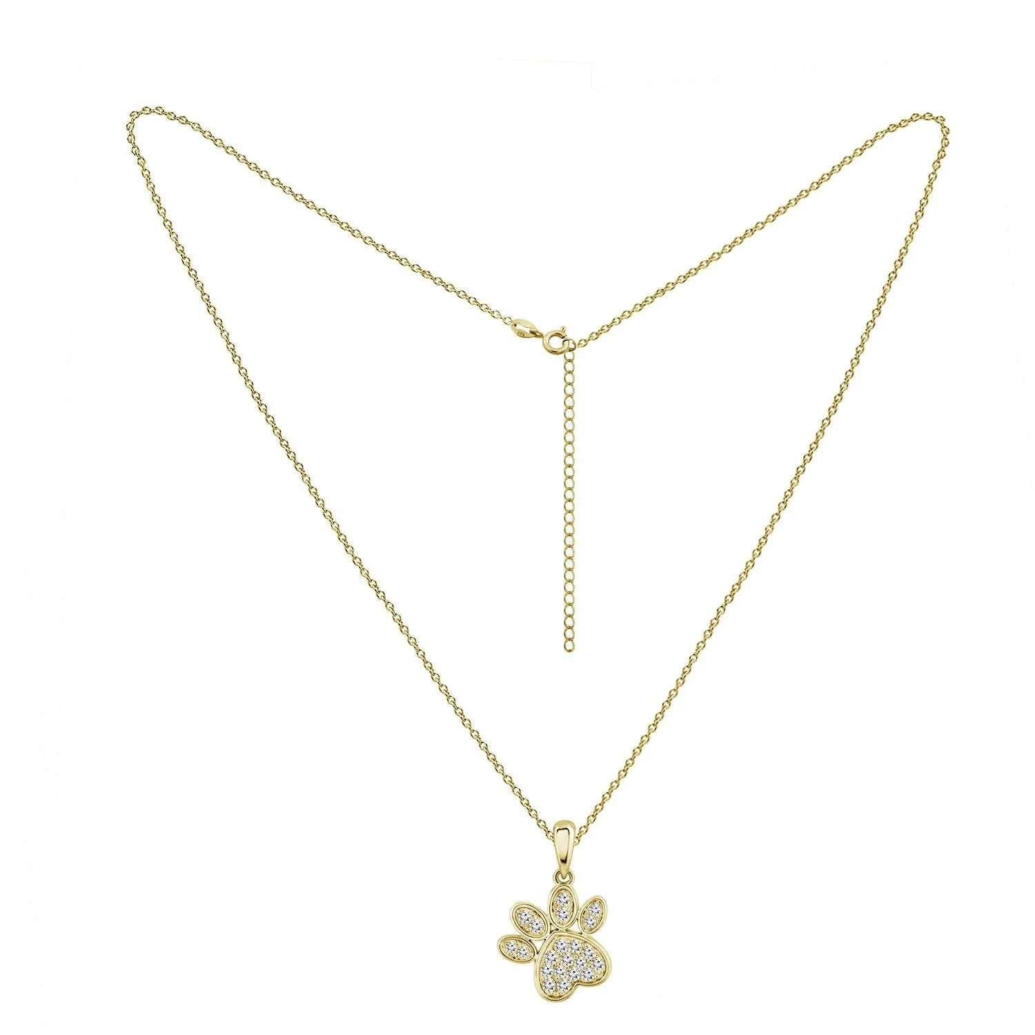 Pave Pawprint Pendant Necklace