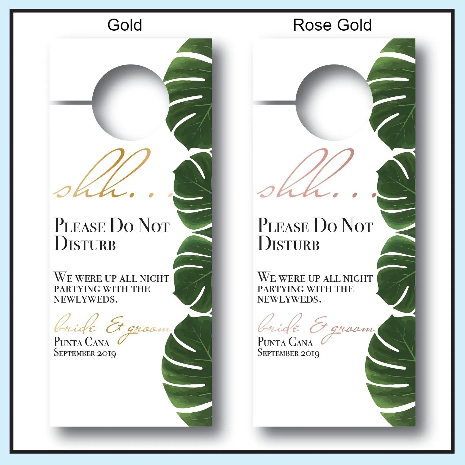 Personalized Wedding Door Hangers - Palm