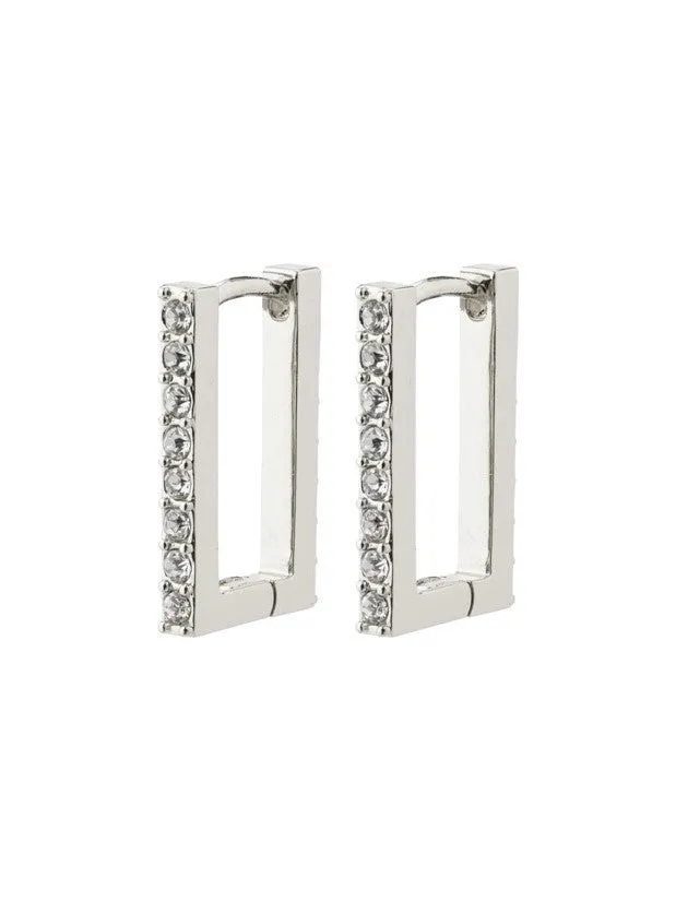 PILGRIM Coby Crystal Square Hoop Earrings