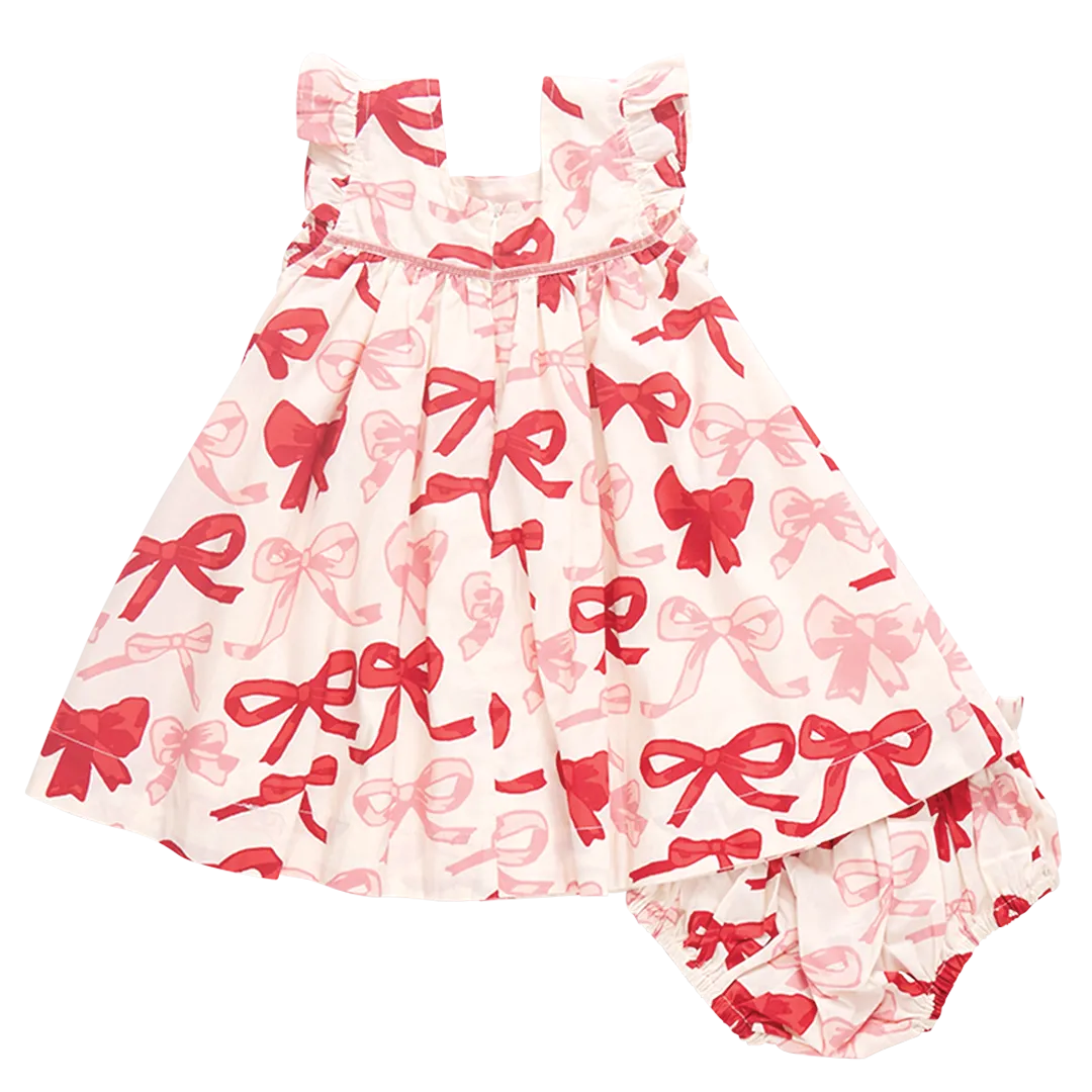 Pink Chicken Baby Girls Camelia Dress Set - Valentines Bows