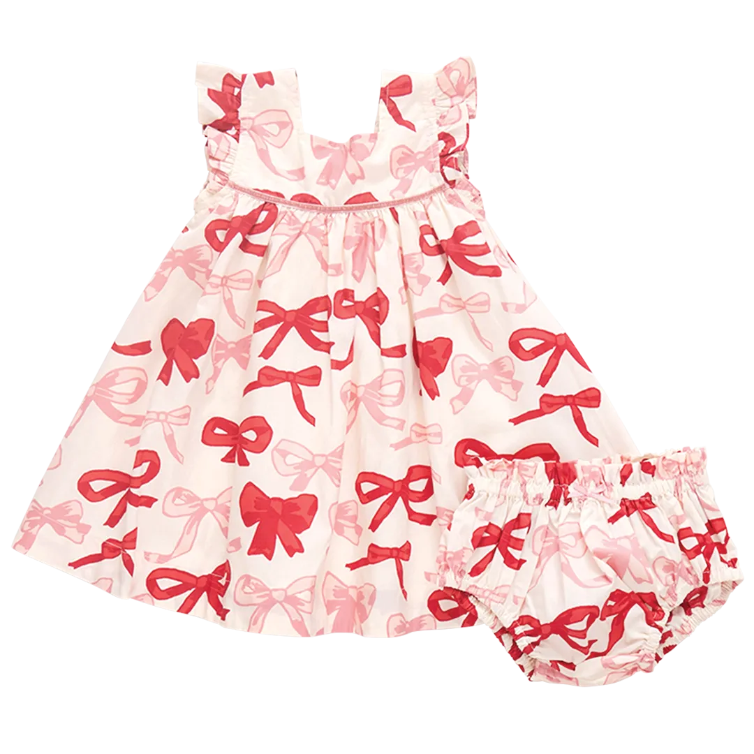 Pink Chicken Baby Girls Camelia Dress Set - Valentines Bows