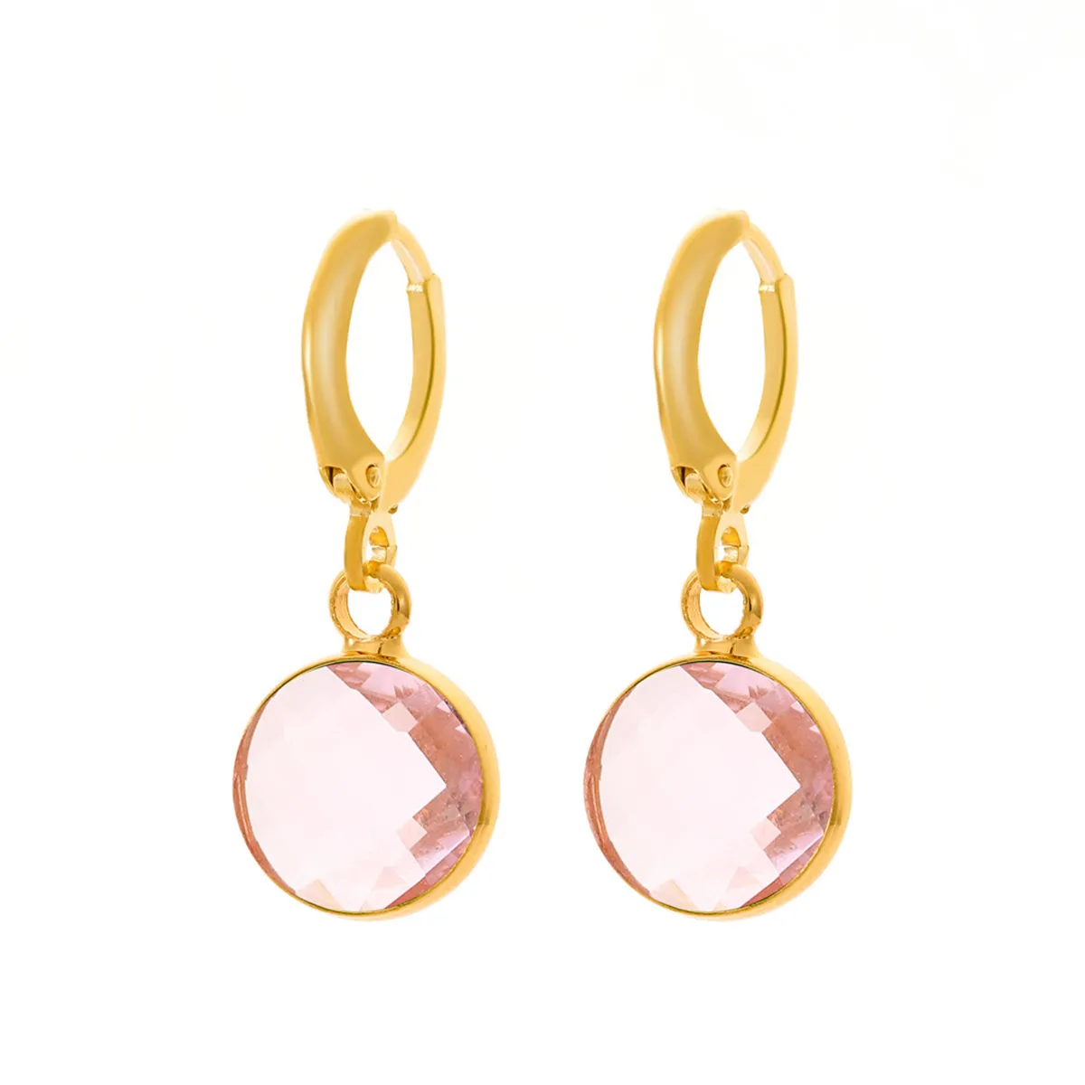 Pink Crystal & 18K Gold-Plated Round Huggie Earrings
