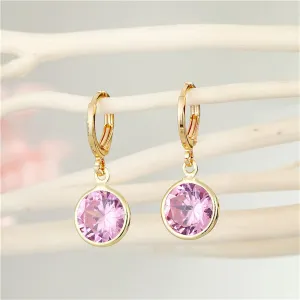 Pink Crystal & 18K Gold-Plated Round Huggie Earrings