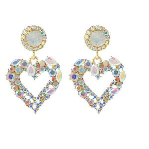 Pink Crystal & Cubic Zirconia 18K Gold-Plated Heart Drop Earrings