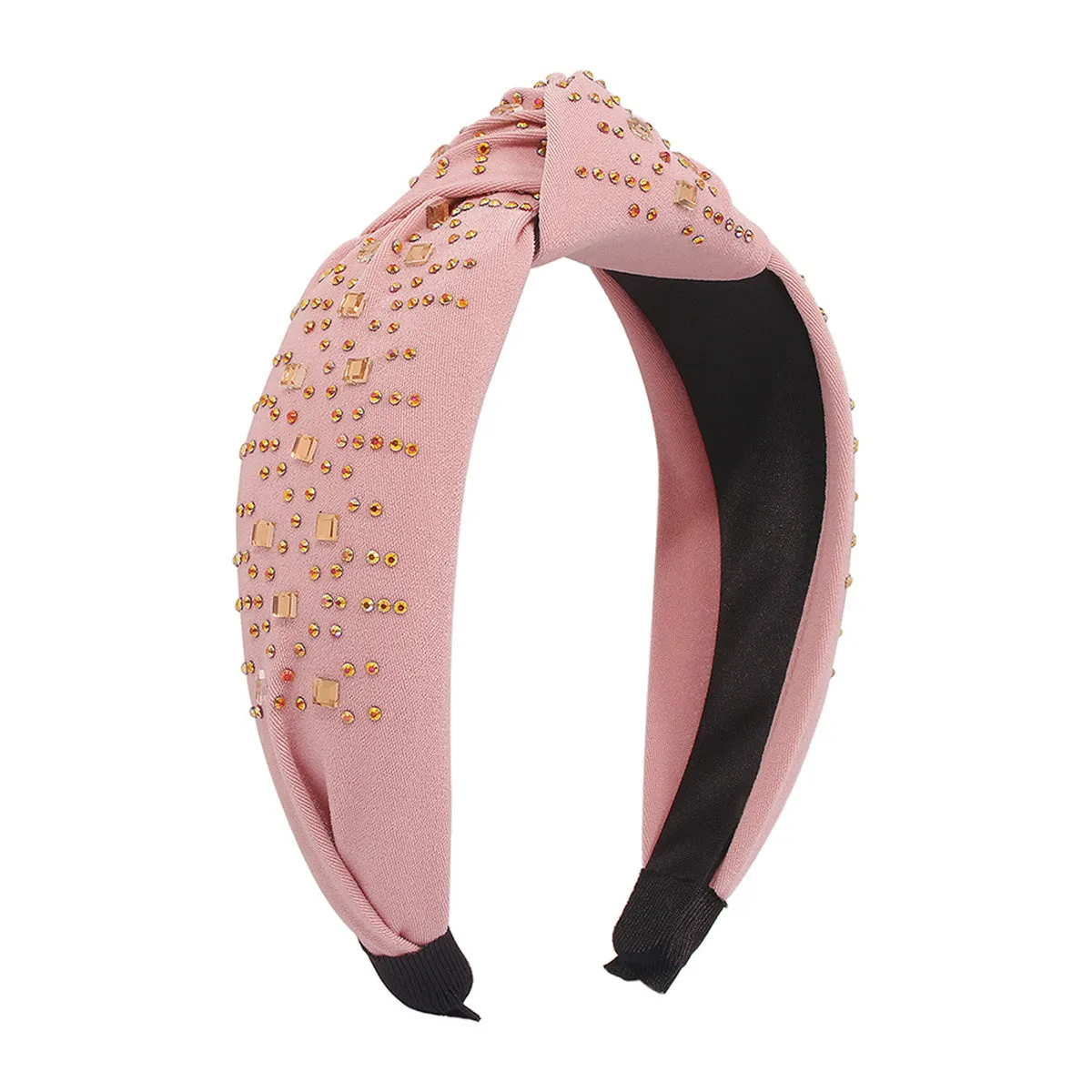 Pink Polyster & 18K Gold-Plated Cubic Zirconia Knot Hard Headband