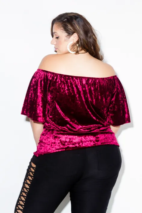 Plus Size Sexy Off Shoulder Soft Velvet Top