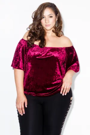 Plus Size Sexy Off Shoulder Soft Velvet Top