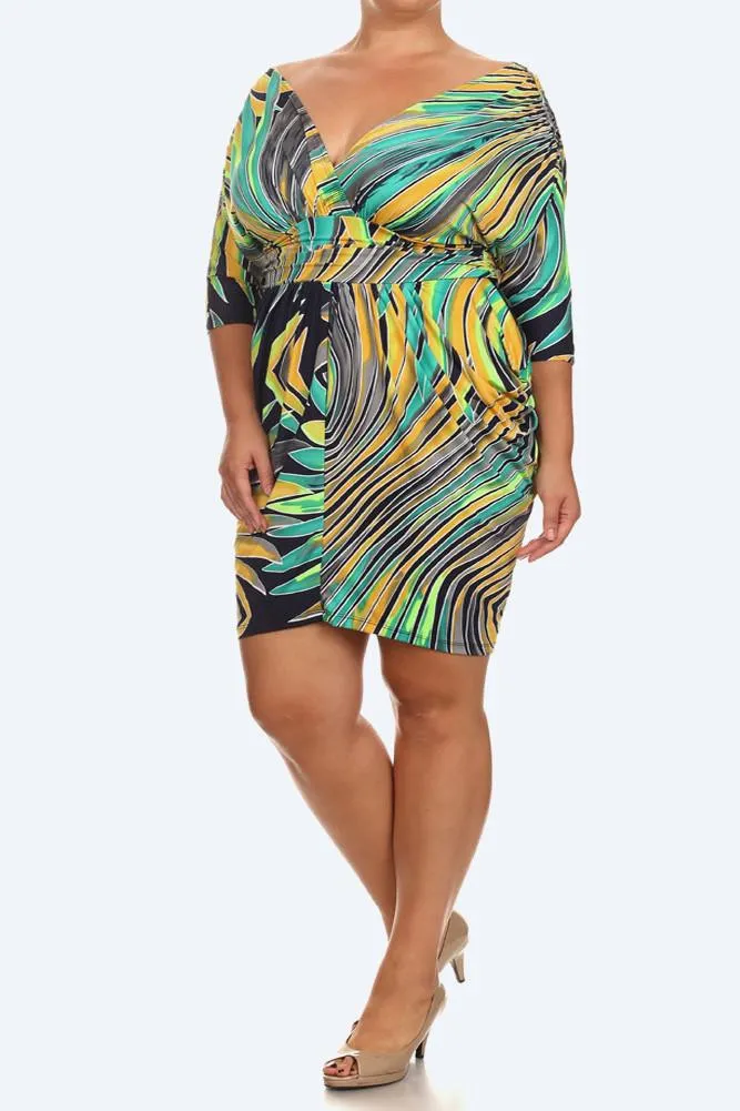 Plus Size Tropical Sunset Bubble Dress