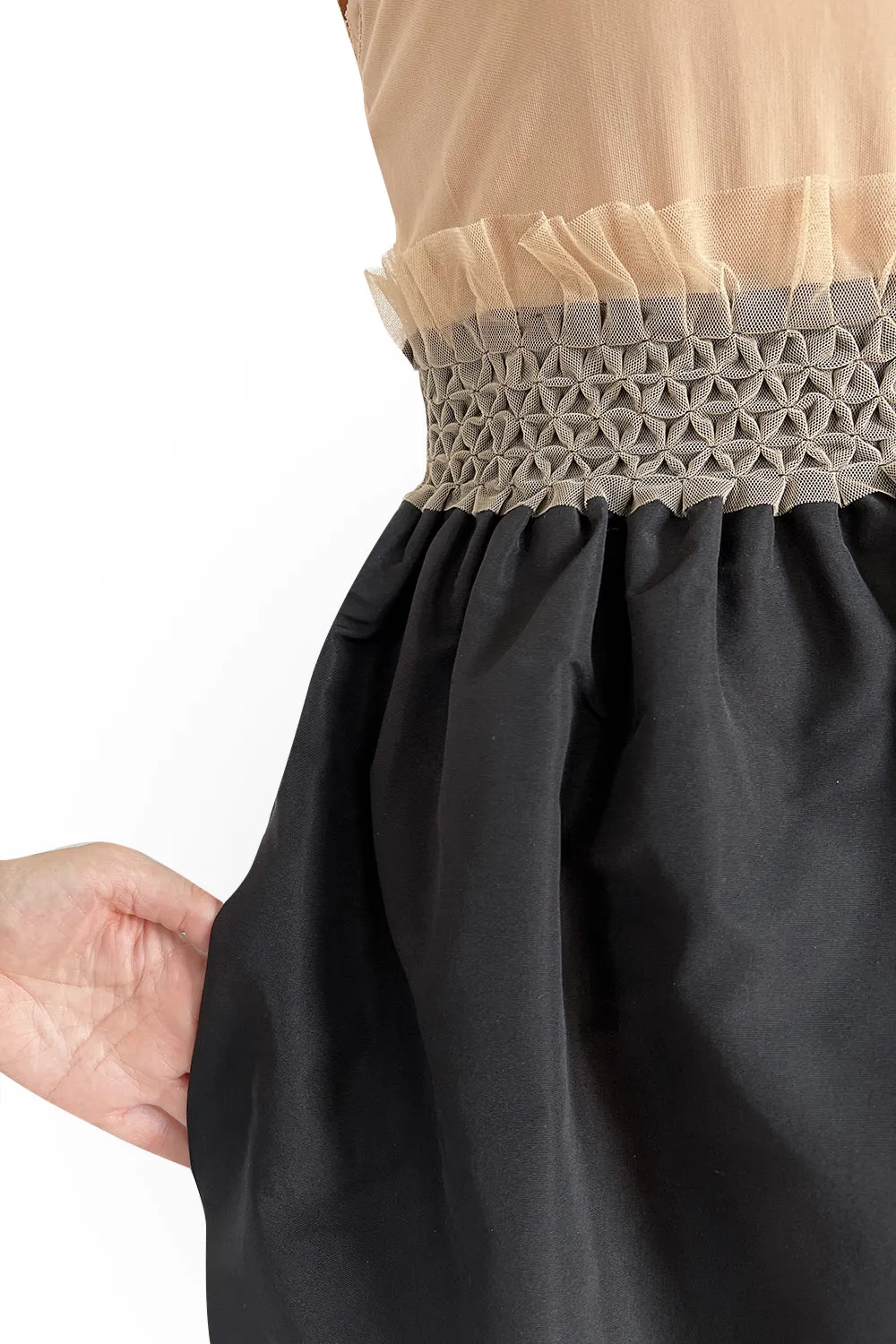 Prettiest 1998 Isaac Mizrahi Sleeveless Top & Black Silk & Silk Chiffon Taffeta Skirt Set