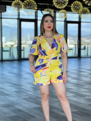 PRINT V-NECKLINE ROMPER