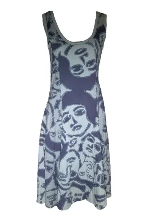 Project Alabama 2000s Incredible Hand Crafted Faces Dress, Rare