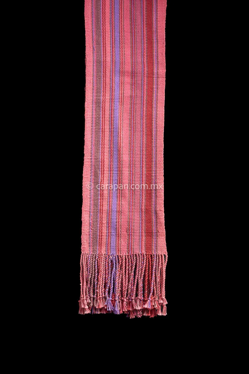 Purepecha Striped Indigenous Textile Belt Runner in Pink