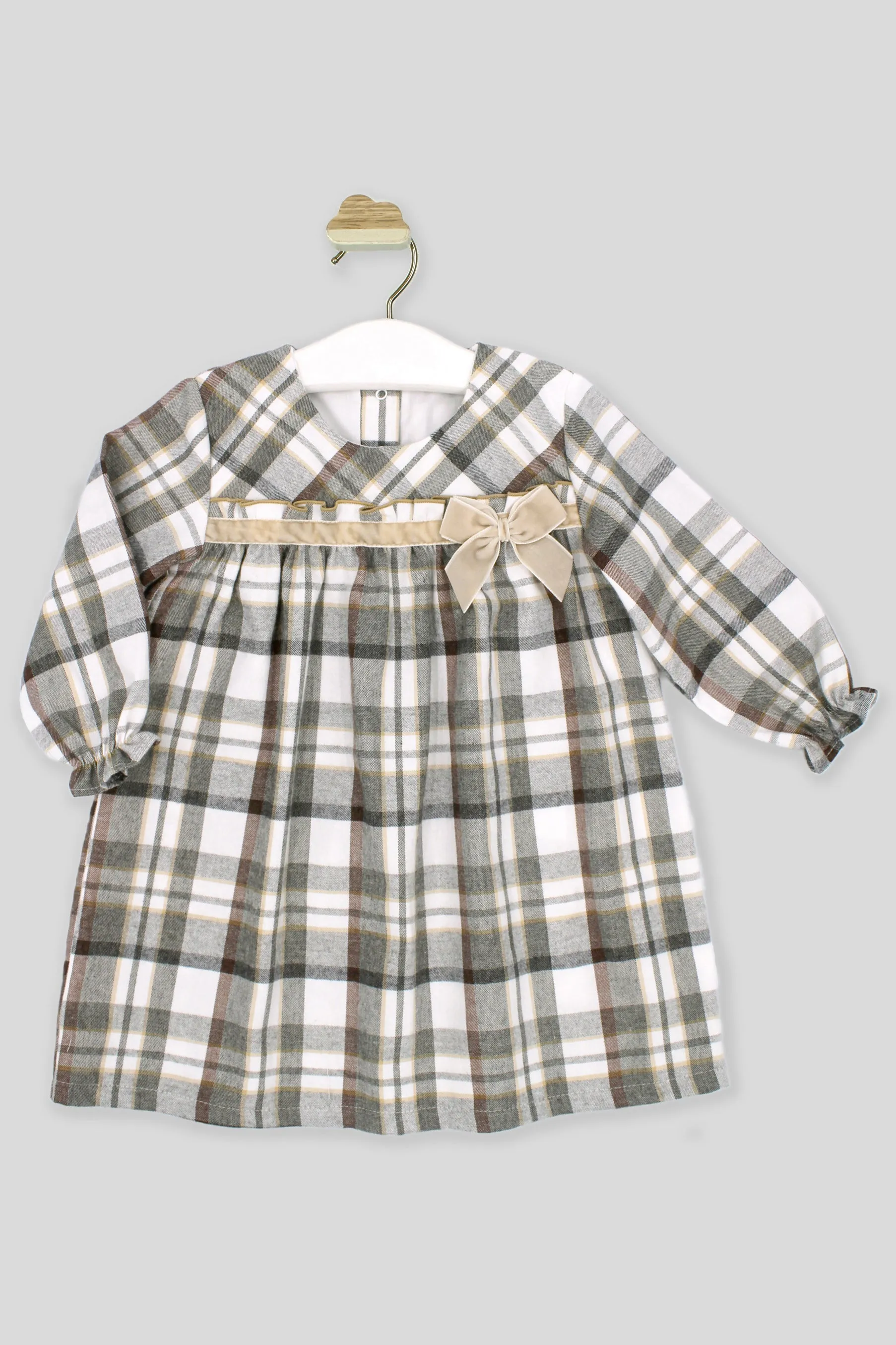 "Holly" Grey & Burgundy Tartan Dress