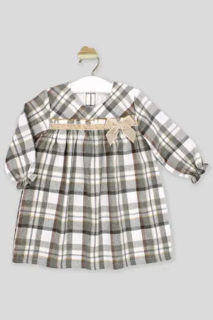 "Holly" Grey & Burgundy Tartan Dress