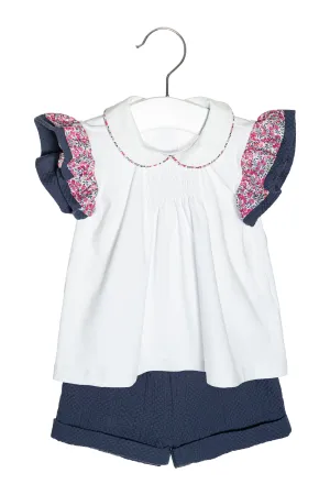 "Liberty" Navy Liberty Print Blouse & Shorts