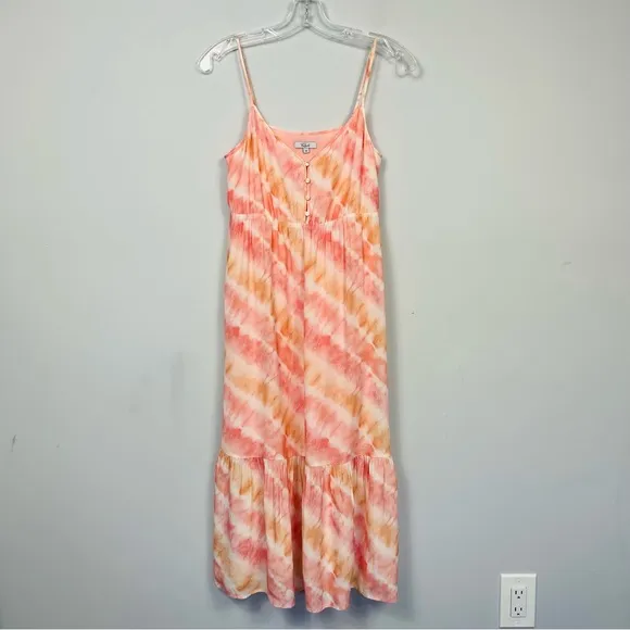 RAILS DELILAH SUNSET TIE DYE Dress Sun Summer Long Tiered Strappy Boho Revolve