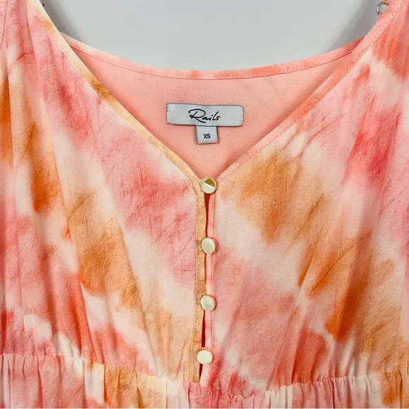 RAILS DELILAH SUNSET TIE DYE Dress Sun Summer Long Tiered Strappy Boho Revolve