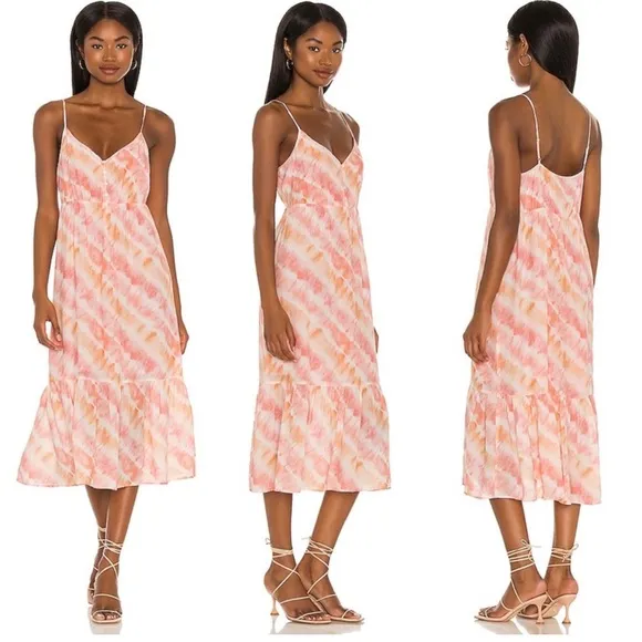 RAILS DELILAH SUNSET TIE DYE Dress Sun Summer Long Tiered Strappy Boho Revolve