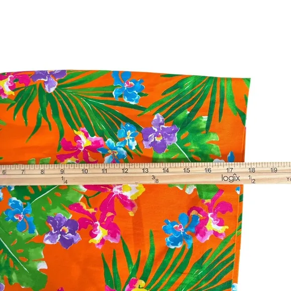 Ralph Lauren Black Label Short Skirt Womens 12 Orange Floral Tropical Print
