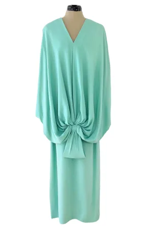 Rare 1978 Pierre Cardin Haute Couture Pale Mint Turquoise Silk Avante Garde Sack Dress