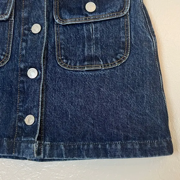 •RE/DONE• 70s Button Front Denim Mini Skirt in Heritage Rinse Wash Size XS