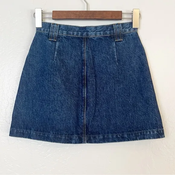 •RE/DONE• 70s Button Front Denim Mini Skirt in Heritage Rinse Wash Size XS