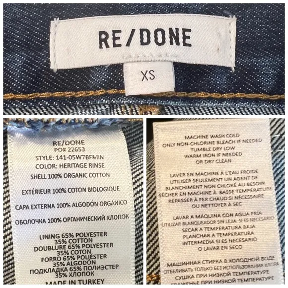 •RE/DONE• 70s Button Front Denim Mini Skirt in Heritage Rinse Wash Size XS