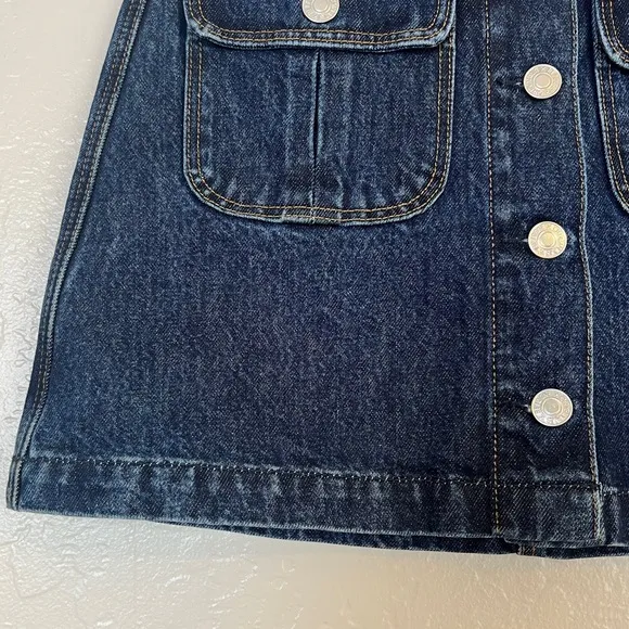 •RE/DONE• 70s Button Front Denim Mini Skirt in Heritage Rinse Wash Size XS