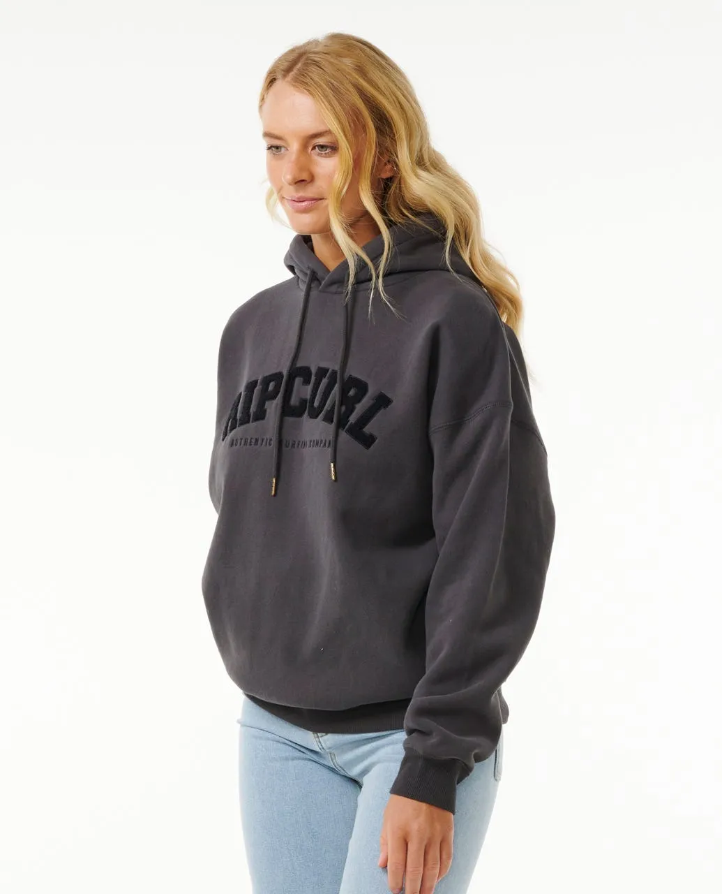 RIP CURL VARSITY HOODIE - WASHED BLACK/BLACK