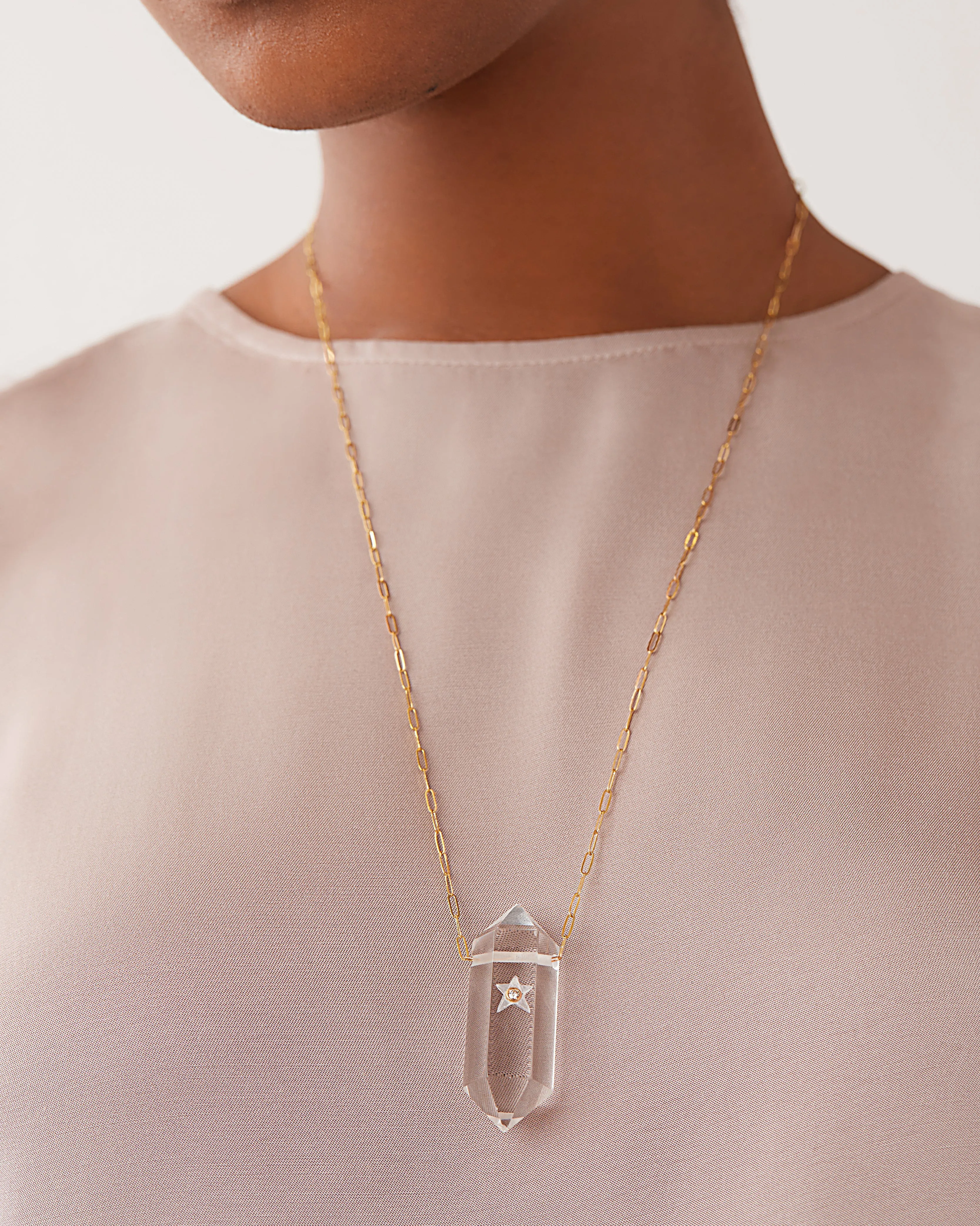Rock Star 1 Point Diamond Power Crystal Necklace